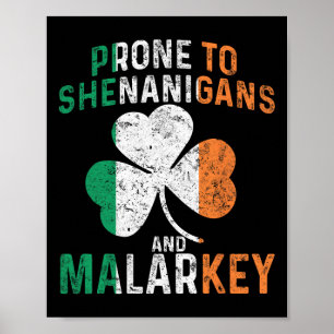 Prone To Shenanigans And Malarkey Funny St Patrick Poster