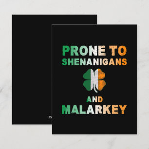 Prone To Shenanigans And Malarkey St Patricks Day Holiday Card