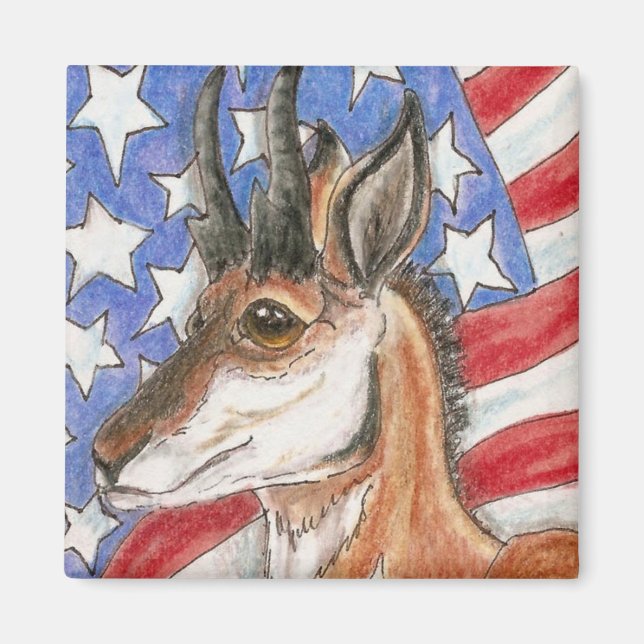 Pronghorn Antelope Americana Wildlife Art Magnet (Front)