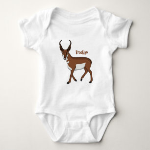 Pronghorn antelope cartoon illustration baby bodysuit