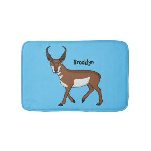 Pronghorn antelope cartoon illustration bath mat