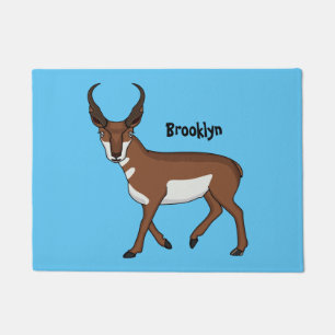Pronghorn antelope cartoon illustration  doormat