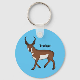 Pronghorn antelope cartoon illustration key ring
