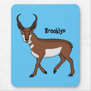 Pronghorn antelope cartoon illustration mouse pad