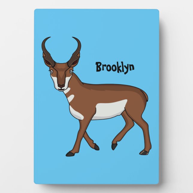 Pronghorn antelope cartoon illustration  plaque (Front)