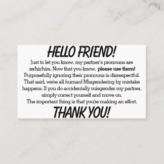 Pronoun Cards (ze/hir partner)