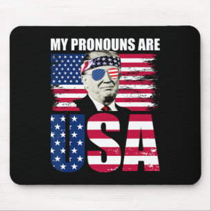 Pronouns Are Usa Donald Trump Patriotic 4th Of Jul Mouse Pad