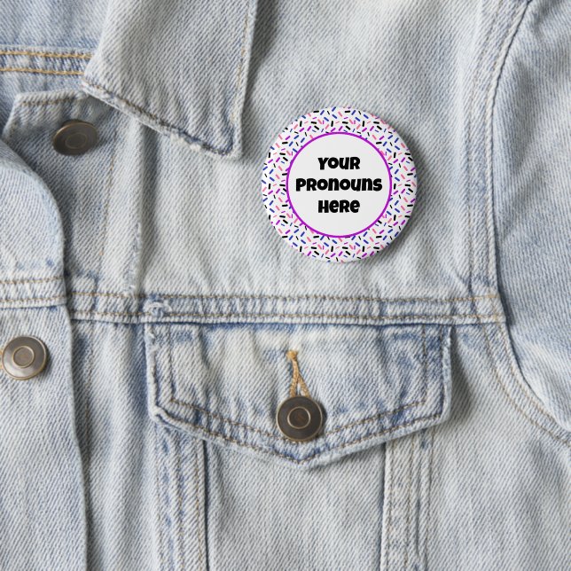 PRONOUNS Rainbow Sprinkles Genderfluid Pride Flag 6 Cm Round Badge (In Situ)