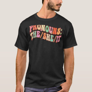 Pronouns The She It Groovy Sarcastic Saying Teache T-Shirt