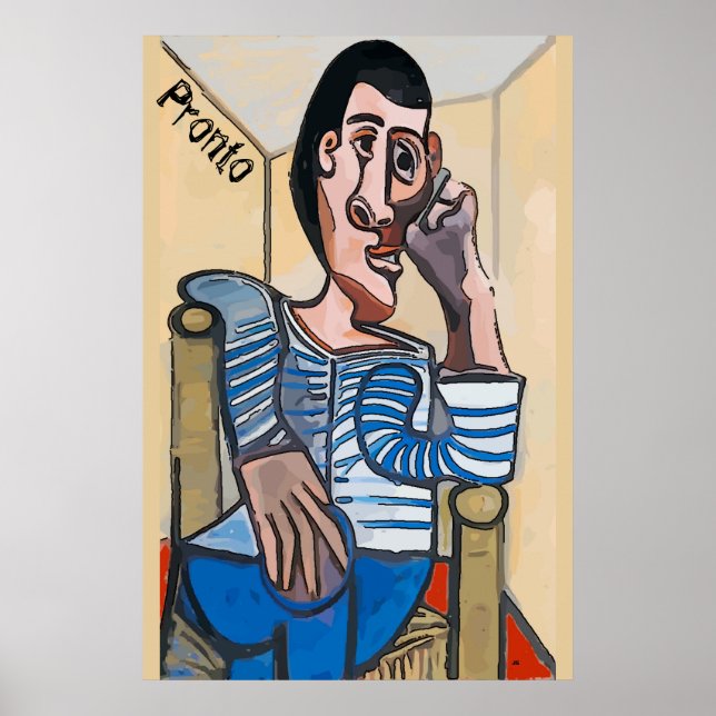 Pronto, Abstract Man on Cell Phone, edit text Poster (Front)