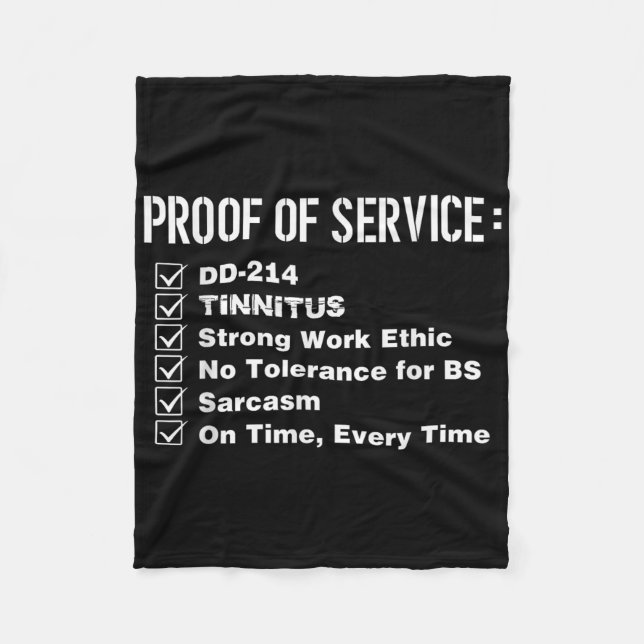 Proof Of Service Dd-214 Tinnitus Strong Work Ethic Fleece Blanket (Front)