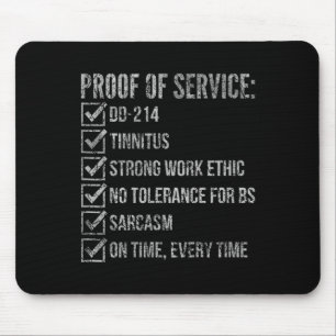 Proof of service dd-214 tinnitus strong work mouse pad