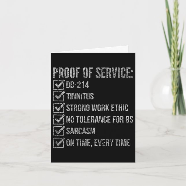 Proof of service dd-214 tinnitus strong workProof  Card (Front)