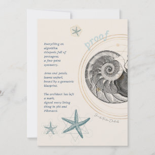 Proof seashell nautilus fibonacci design thank you card