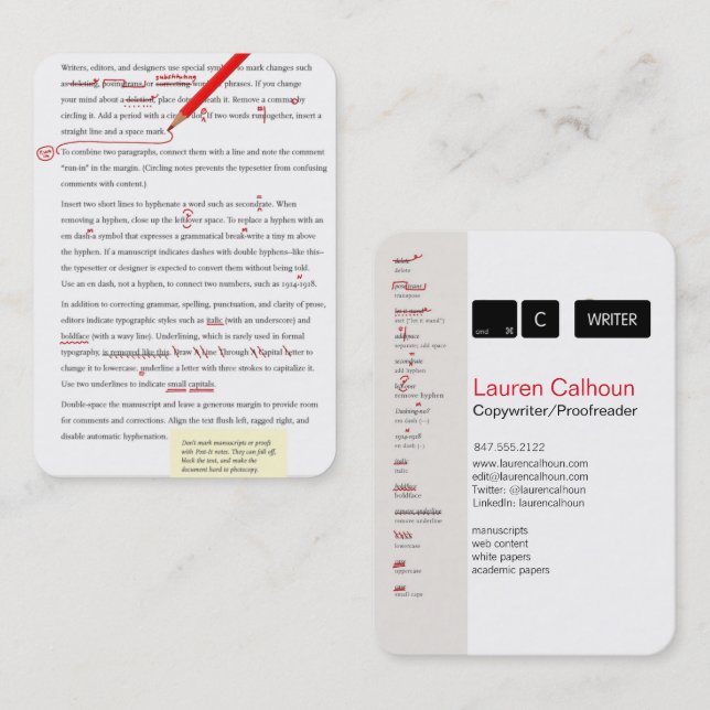 proofreader/copywriter business card (Front/Back)