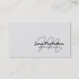 Proofreader Cursive Monogram Business Card