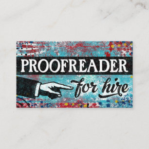 Proofreader For Hire Business Cards - Blue Red