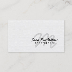 Proofreader Print Publishing Cursive Monogram Business Card