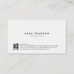 Proofreader Print Publishing Simple Minimal Business Card