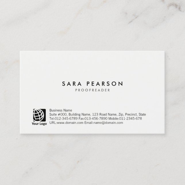 Proofreader Print Publishing Simple Minimal Business Card (Front)