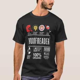 Proofreader Skills Coffee Wine Sarcasm Editing Hum T-Shirt
