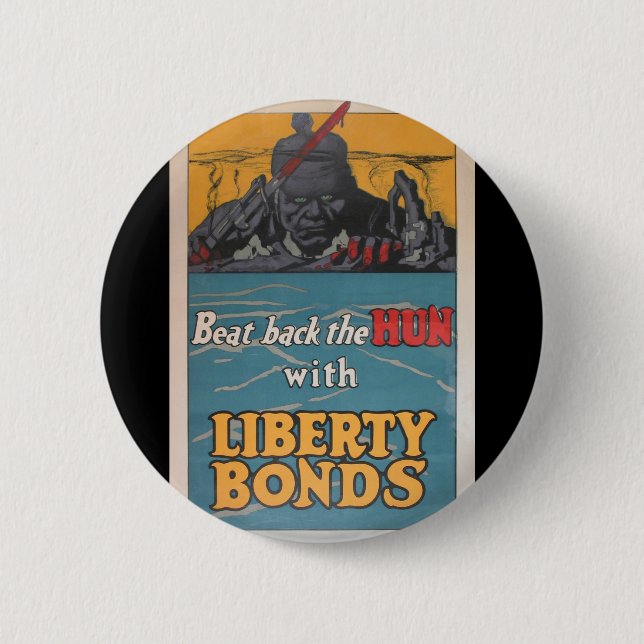 Propaganda Poster "Beat Back the Hun" WWI 6 Cm Round Badge (Front)