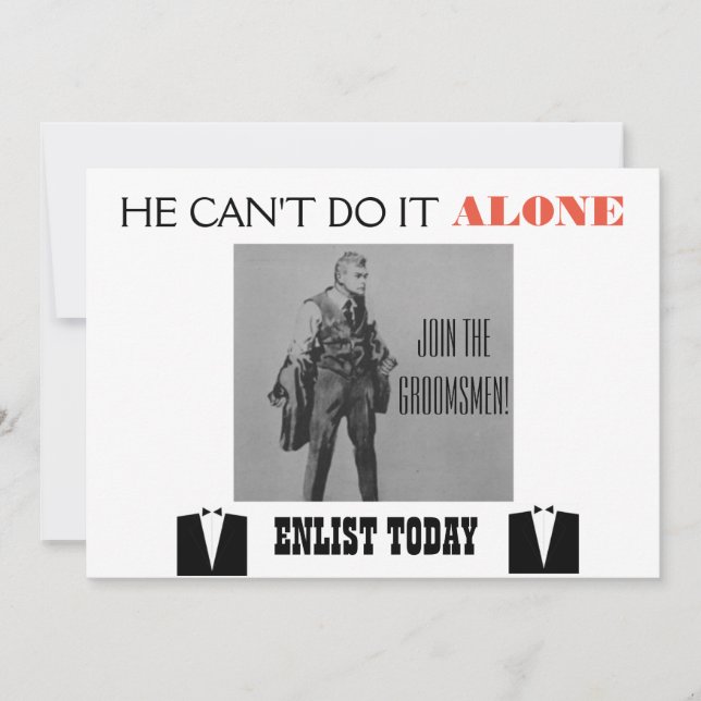 Propaganda Themed Groomsman Invite (Front)