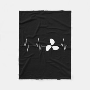 Propeller Boat Propeller Heartbeat Fleece Blanket