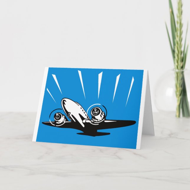propeller plane aeroplane aircraft flying flight card (Front)