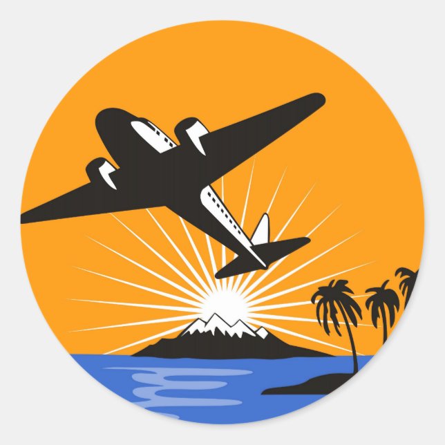 propeller plane aeroplane aircraft flying flight classic round sticker (Front)