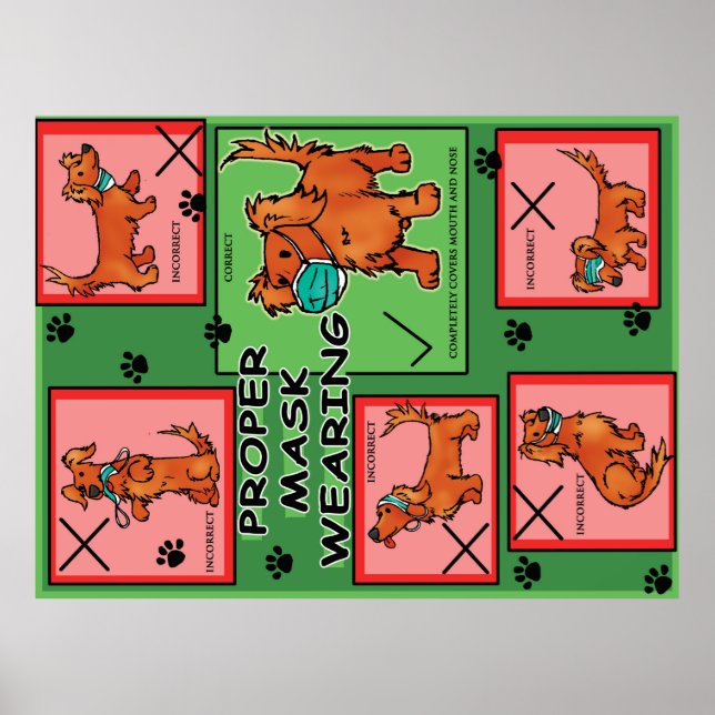 Proper Mask Wearing silly dog poster (Front)