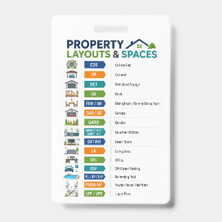 Property Abbreviations Sheet, Real Estat student ID Badge