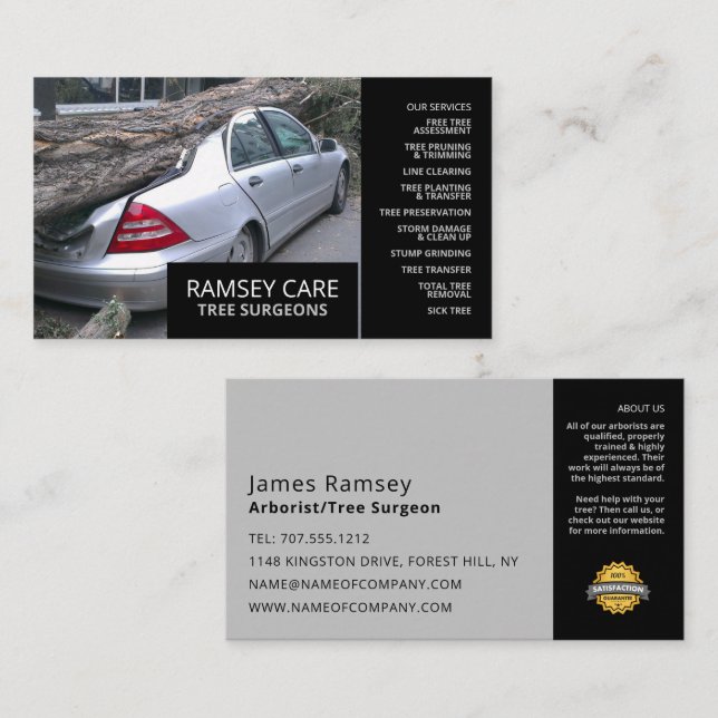 Property Damage - Tree Surgeon - Arborist Business Card (Front/Back)
