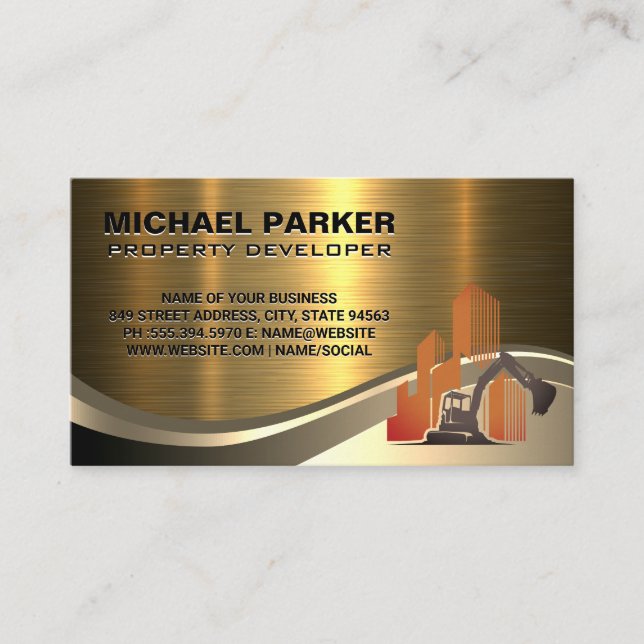 Property Developer Logo | Construction Vehicle Business Card (Front)