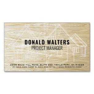 Property Developer   Wood Blueprints Magnetic Business Card