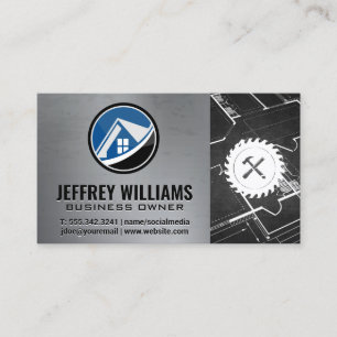 Property Logo   Blue Print   Carpentry Business Card