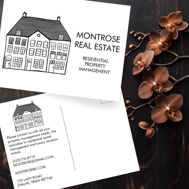 Property Management Custom Real Estate Marketing Postcard (House Art Minimal Custom Real Estate Marketing Postcard Property Management Custom Real Estate
)