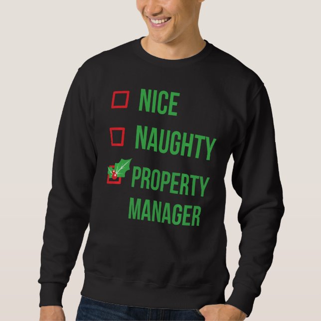 Property Manager Funny Pajama Christmas Sweatshirt (Front)