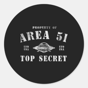 Property Of Area 51 Top Secret Ufo Alien Classic Round Sticker