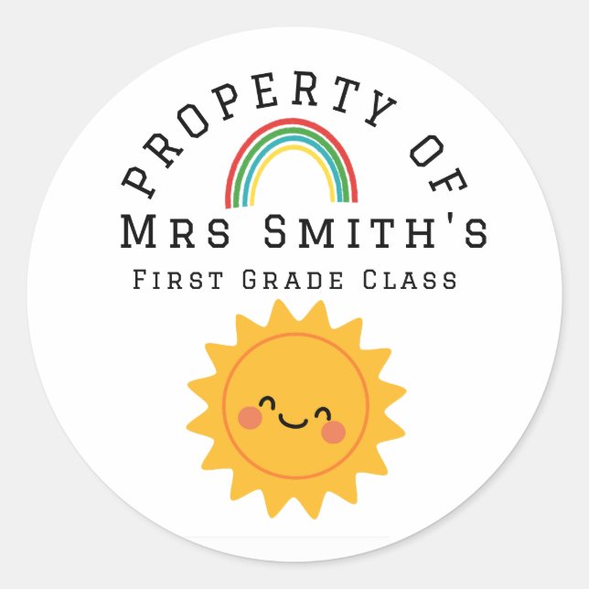 Property Of Classroom Sticker | Smiley Sun School  (Front)