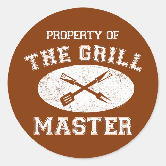 Property of Grill Master Classic Round Sticker (Front)