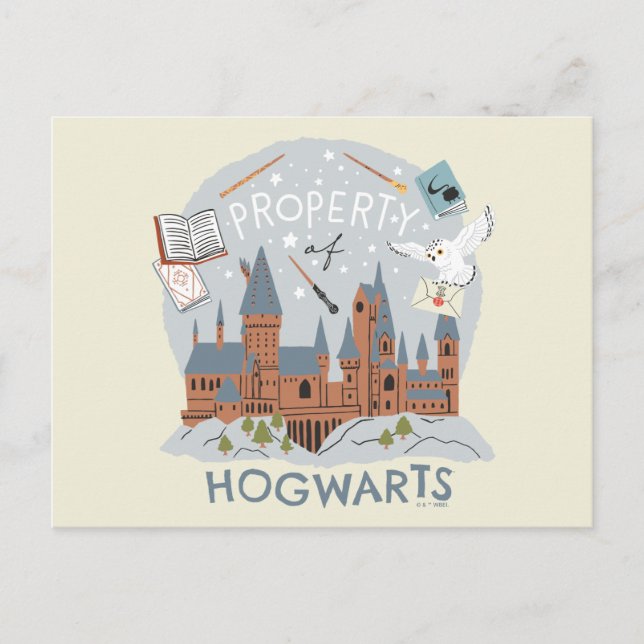 Property of Hogwarts Cartoon Graphic Postcard (Front)