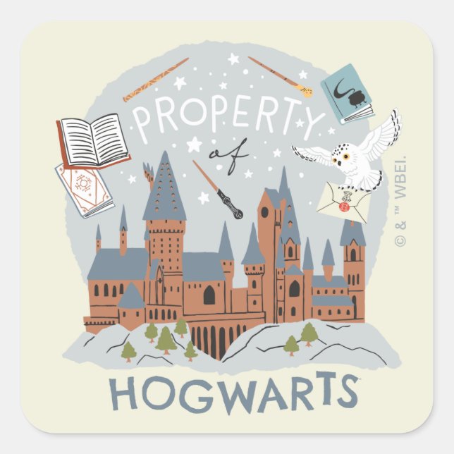 Property of Hogwarts Cartoon Graphic Square Sticker (Front)