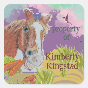 property of horse stickers, square sticker