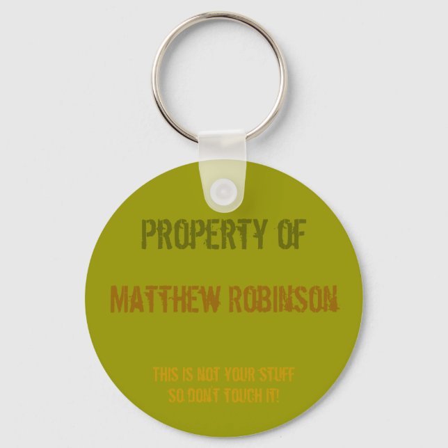 "Property of" Identification Keychain - Customised (Front)