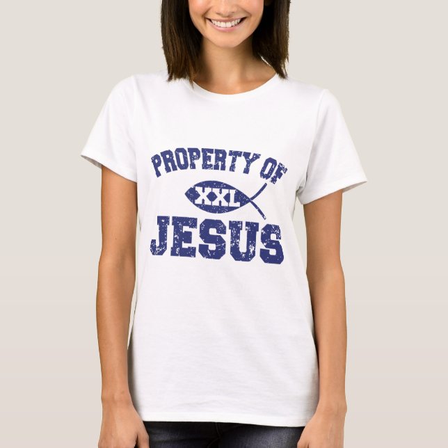 Property Of Jesus xxl Fish Christian Religious Cle T-Shirt (Front)