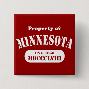 Property of Minnesota - any colour! 15 Cm Square Badge