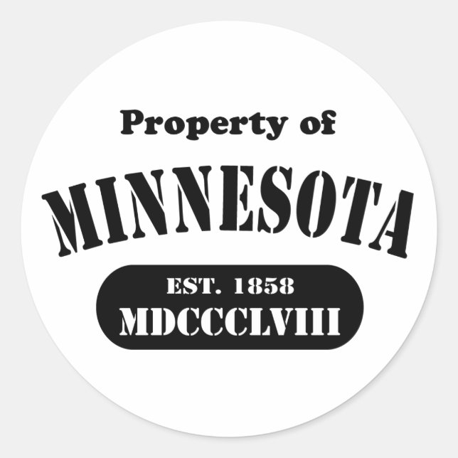 Property of Minnesota -black text Classic Round Sticker (Front)