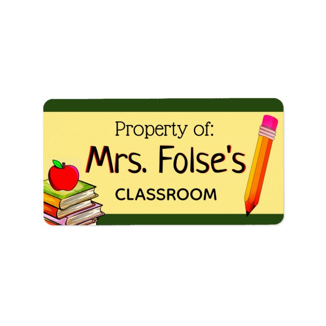 Property of Mrs. Custom Classroom Label Teacher (Front)