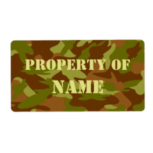 Property Of Name Labels   Vintage Camo